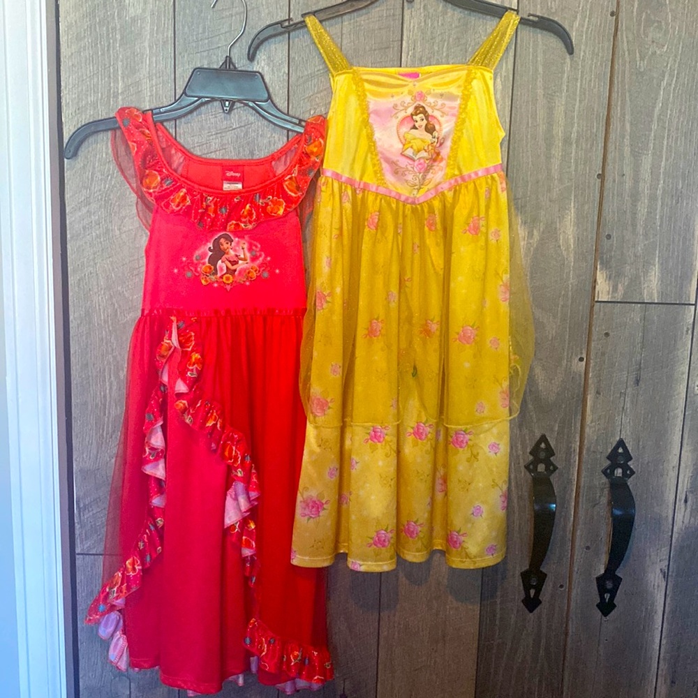 Disney Princess Nightgowns Play Dresses. Set of Two. Little Girls Size 6.
